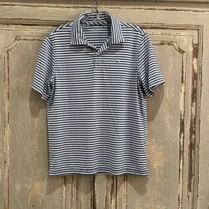 Vineyard Vines Performance Polo, Boys Size (L 16); navy, white & sky bl striped